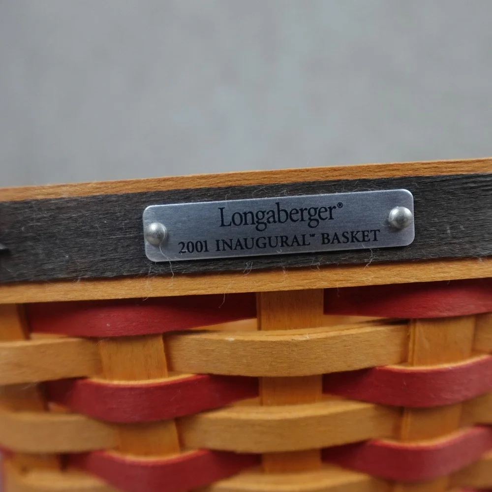 Longaberger 2001 Inaugural Basket Handwoven Red Natural Star Accents Dresden OH